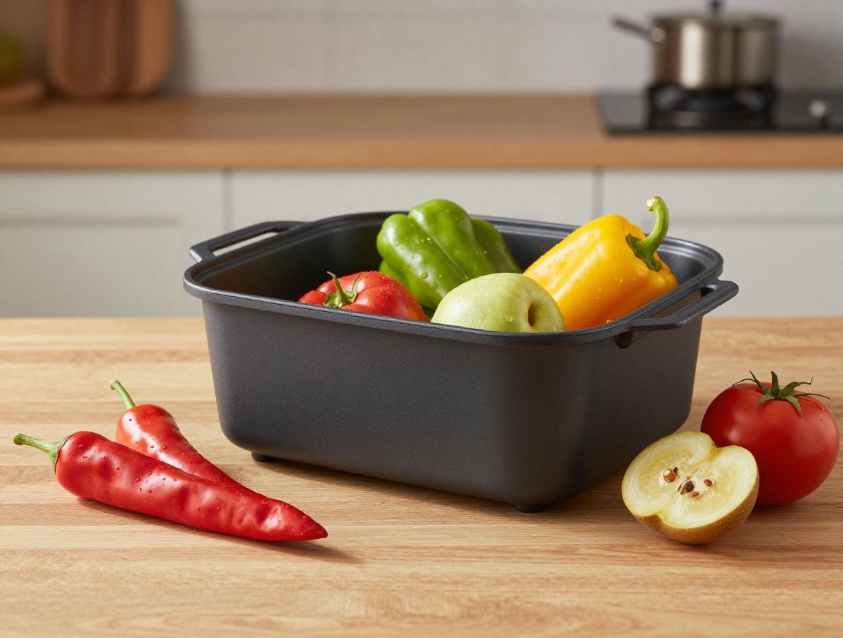 Balance de cuisine en acier inoxydable avec des légumes frais disposés autour sur une surface en bois, symbolisant l'équilibre nutritionnel, éclairage directionnel chaud